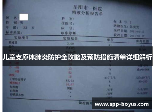 儿童支原体肺炎防护全攻略及预防措施清单详细解析