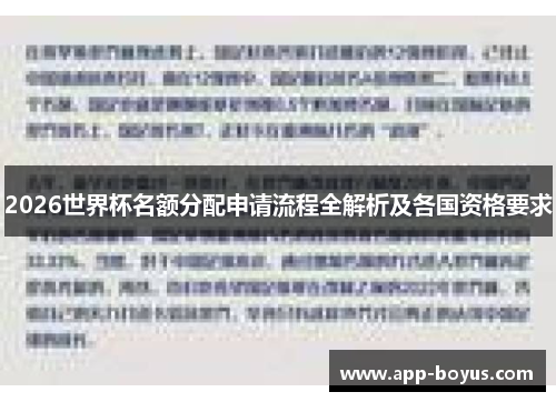 2026世界杯名额分配申请流程全解析及各国资格要求
