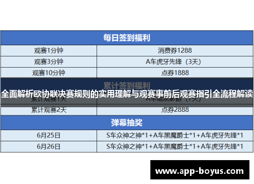 全面解析欧协联决赛规则的实用理解与观赛事前后观赛指引全流程解读